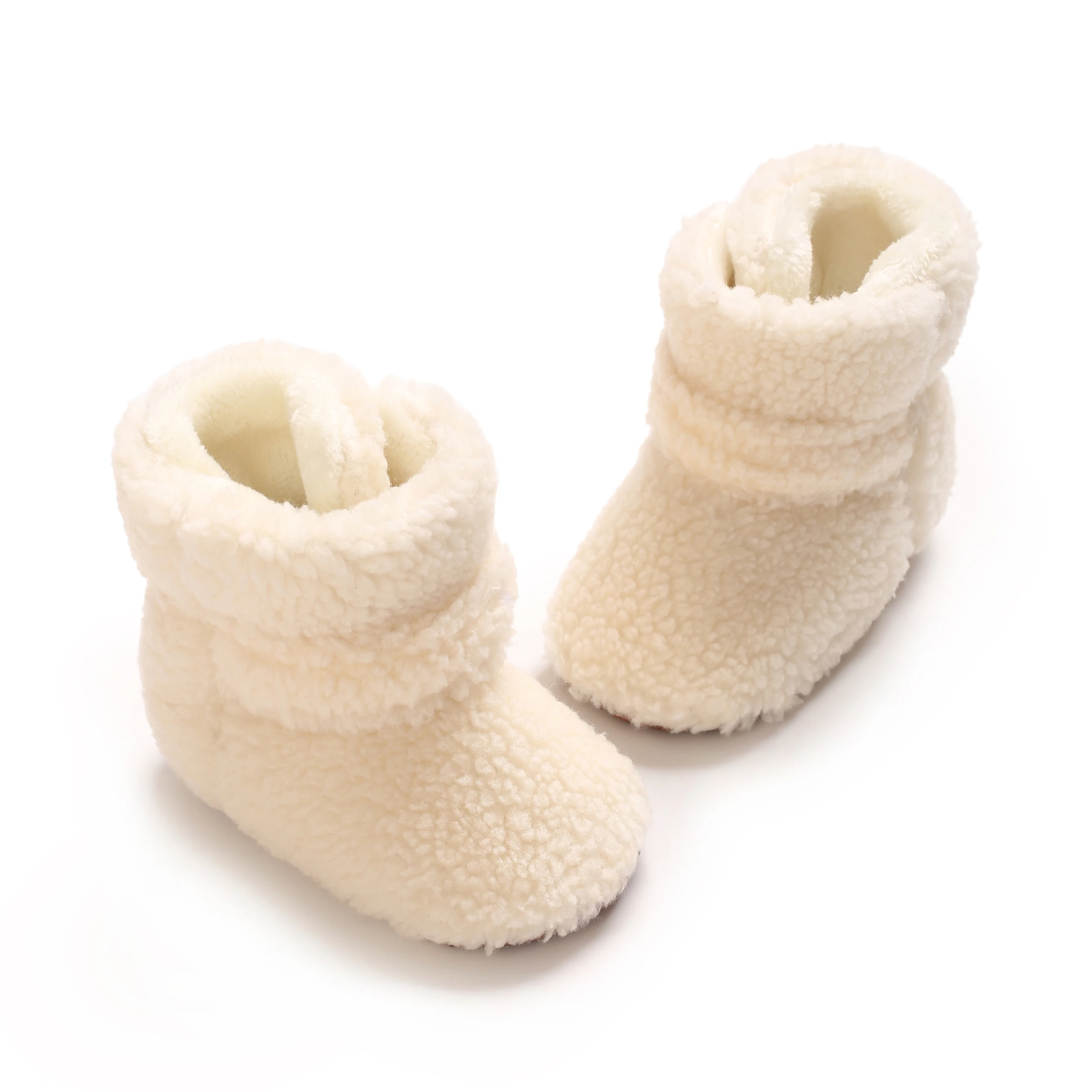 Unisex Baby Winter  Fleece Booties Soft Plush Velcro Cuff Non Slip Sole Infant Newborn Warm Crib First Walkers Snow Boots 0-18M view 4