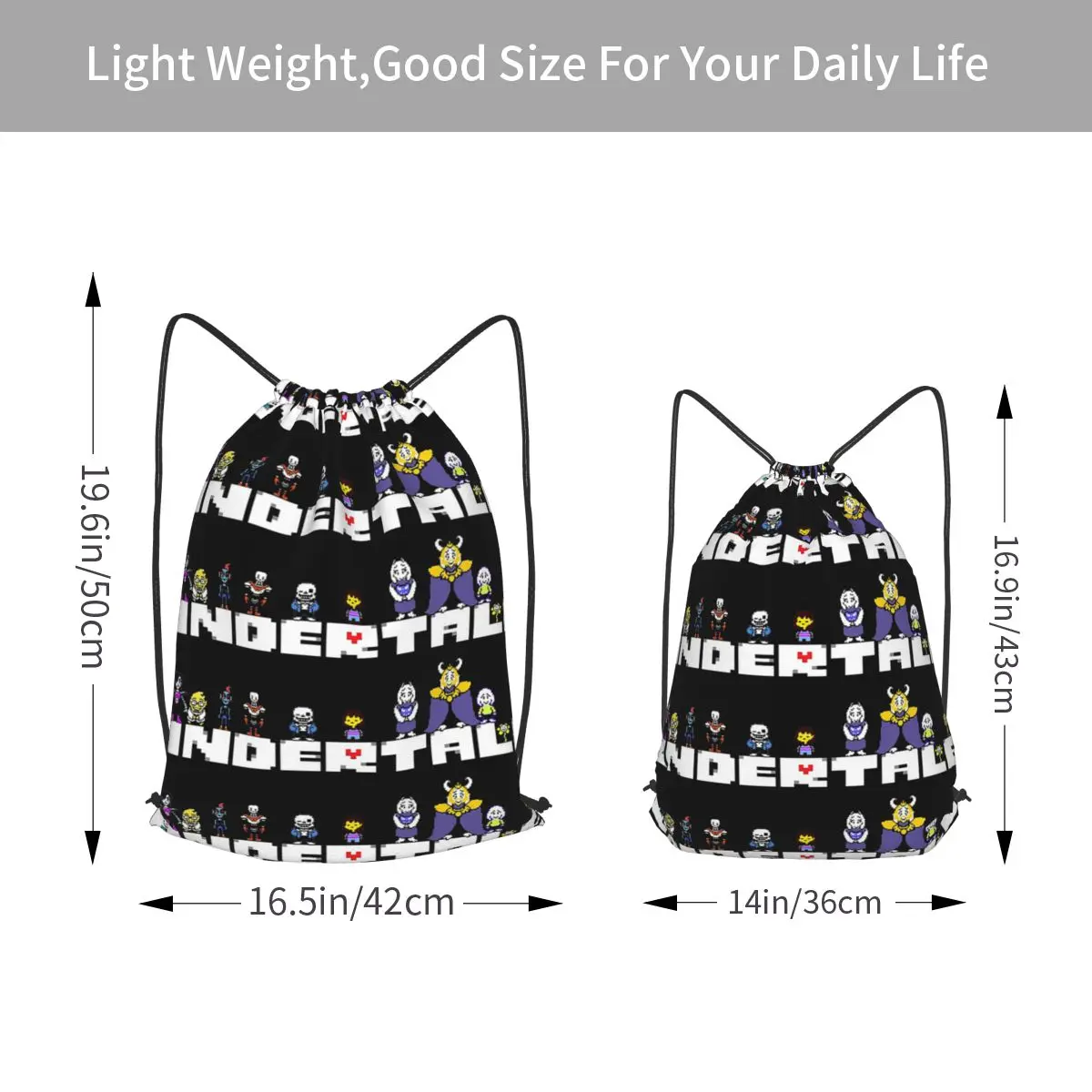Graphic Video Game Undertale Monster Friend Backpacks Multi-function Drawstring Bags Sports Bag Book Bags for Travel Students