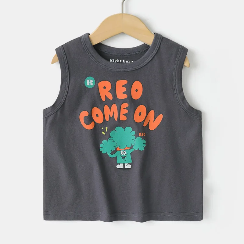 Boys Pure Cotton Top Sleeveless Summer Childrens Clothing Childrens Sleeveless T-shirt Summer Kids Clothing