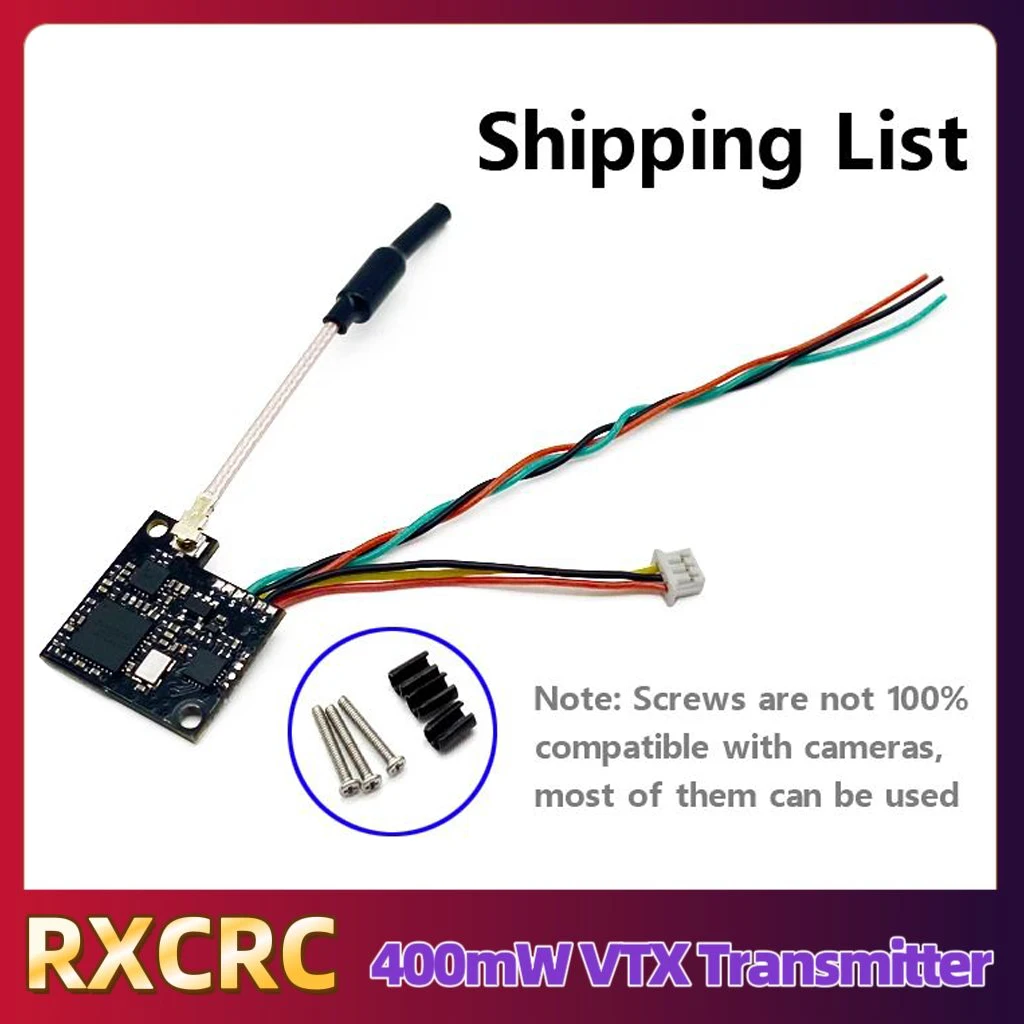 RXCRC 5.8G 48CH 400mW e7087U MINI VTX เครื่องส่งสัญญาณ พร้อมกล้องขนาด 19*19 มม. เหมาะสำหรับโดรนบังคับวิทยุ FPV ระยะไกลแบบปีกตรึง