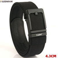 TUSHI 43mm Stiff Tactical Belt for Men Metal Automatic Buckle Military Police Duty Belt 1100D Nylon Gun Belt Casual Girdle Male