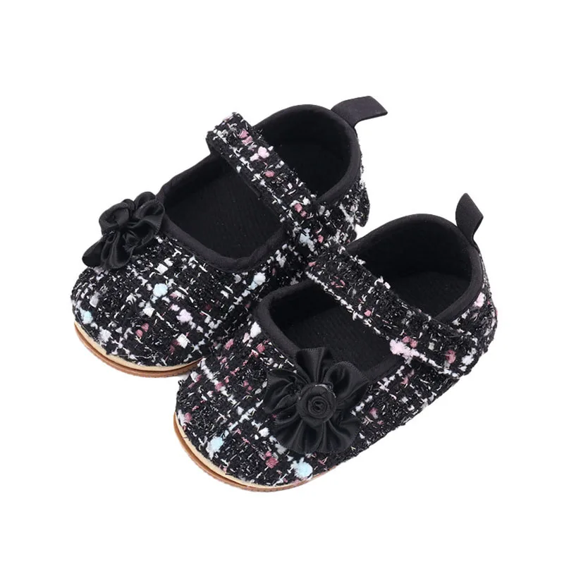 

Infant Baby Girls Princess Shoes Plaid Jacquard Soft Sole Cloth Crib Shoes Sneaker Mary Jane Flats