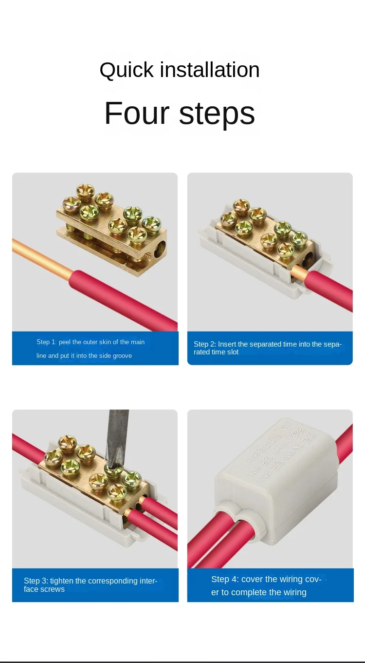 Hochleistungs-Abzweigklemme Schnellverbinder Klemmenblock 400V Elektrische Kabelverbindungsbox ZK-306 T-Typ Verdrahtungsklemme – Detail 6