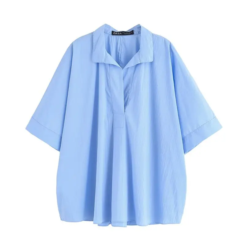 2025년 여름 여성용 출퇴근용 스트라이프 루즈 클로크 스타일 셔츠 다용도 캐주얼 패션 소매 길이 6부 일반 두께