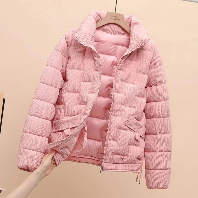 2023 Winter New Black Women Jacket Parkas Down Cotton Jackets Stand Collar Casual Warm Parka Snow Wear Coat Beige Outwear Female