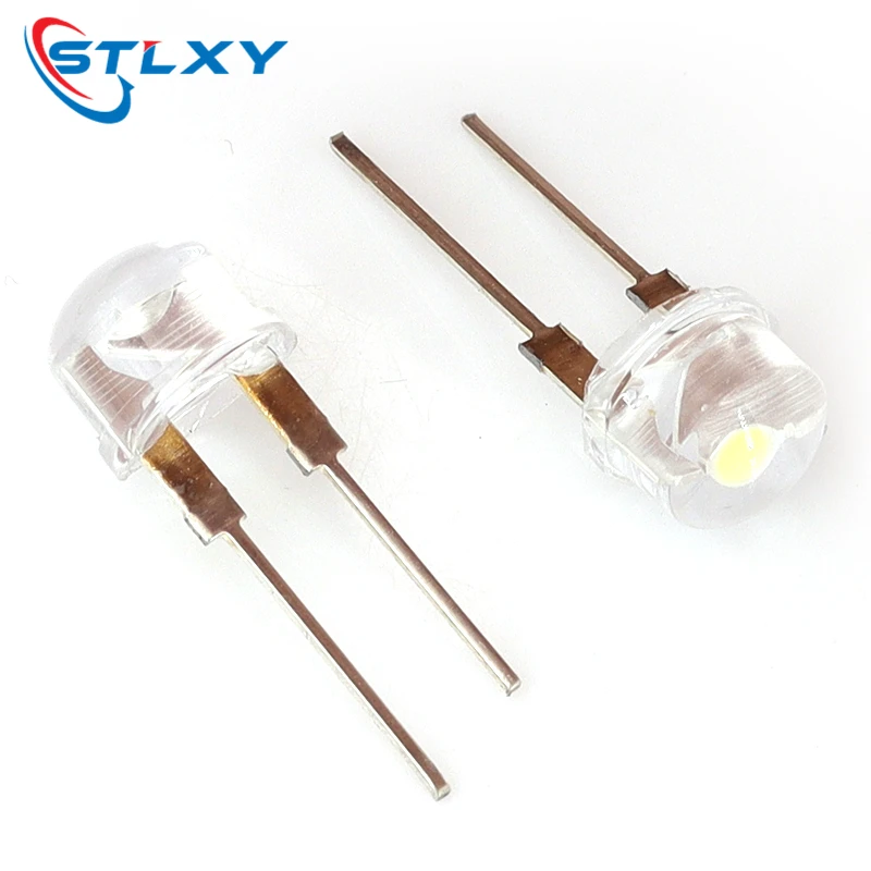 Stlxy 10PCS NEW F8 8mm 0.5W 3.0-3.2V Straw hat LED White Super bright LED lamp Wide Angle Transparent LED Lamp Strawhat LED