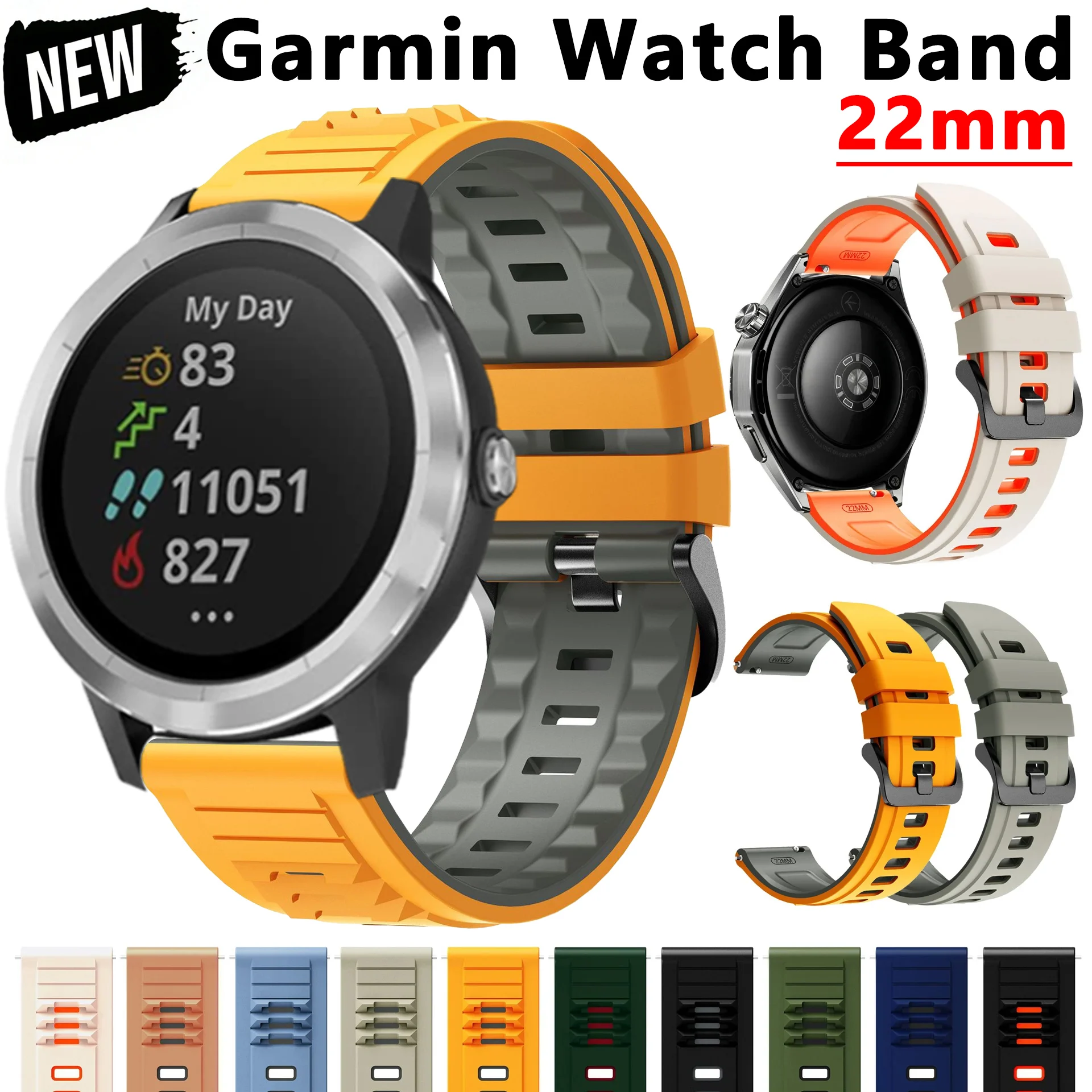 Silikonarmband für Garmin Vivoactive 4 Approach S62 S60 Band Ersatz Venu 2 3 4 Forerunner 265 255 570 Armband
