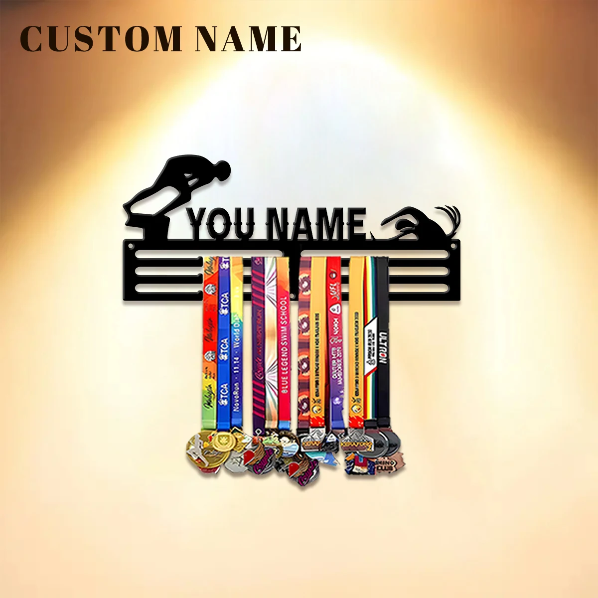 1pc Custom Diver Metal Medal Hanger Holder,Personalized Football Number Medal Display Rack for Sports Awards,Home Decor Gift