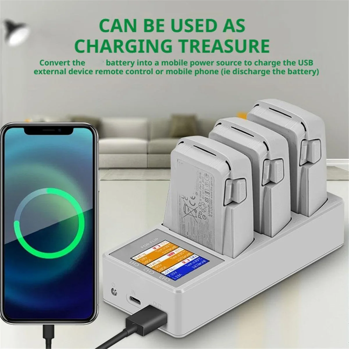 

2025 New- For Double Way Drones Battery Charger with Storage Charge LCD Display for Mini 2, Mini SE Batteries Charging