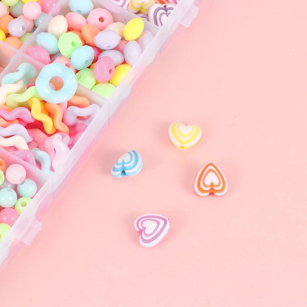 1Set DIY String Beads Material Kit Bright Colorful Plastic Beads for Kids Educational Creativity Development Handmade Necklace