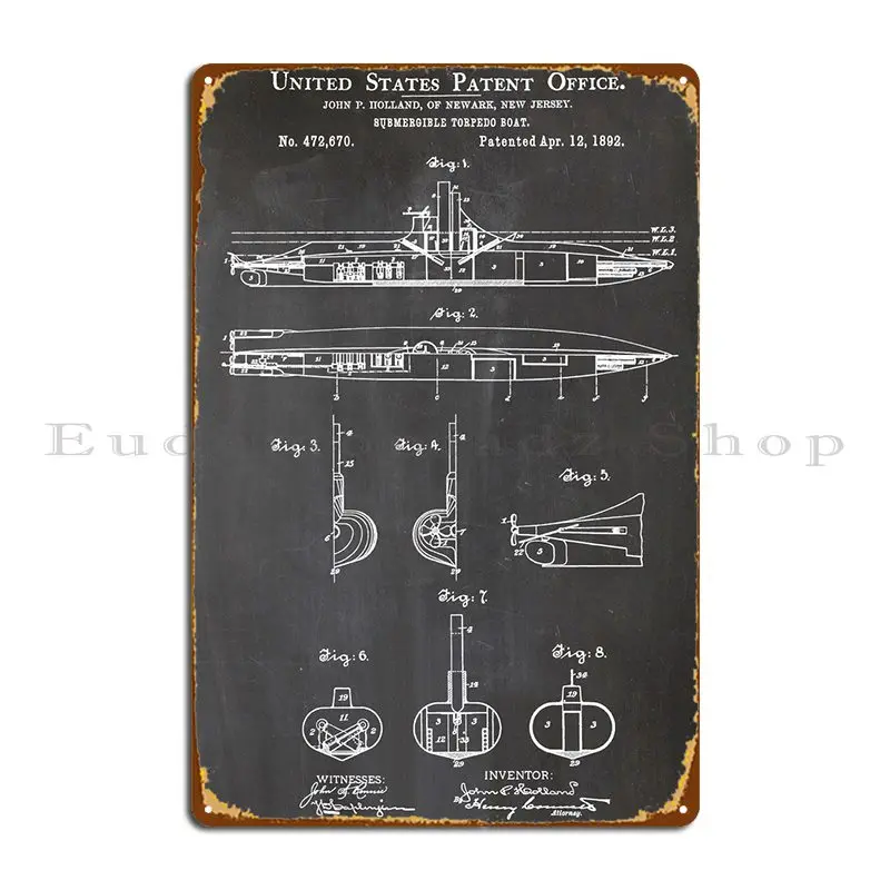 3 Submarine Patent Print Metal Plaque Poster Pub Customized Wall Cave Personalized Bar Tin Sign Poster