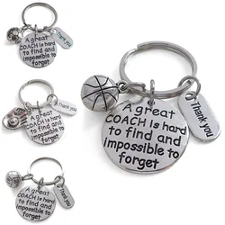 1Pc Creative Thanksgiving Keyring Jewelry Thank You Teacher Coach Basketball Football Volleyball Baseball Glove Charm Keychain