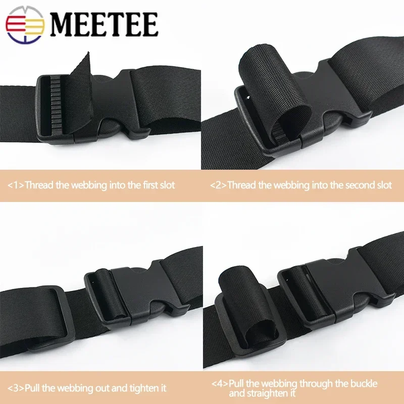1-5 conjuntos de correias de 15-50mm, fivelas de plástico, clipe de saco lateral, fivela de liberação rápida, gancho deslizante ajustável, coleira de cachorro, acessórios de terno