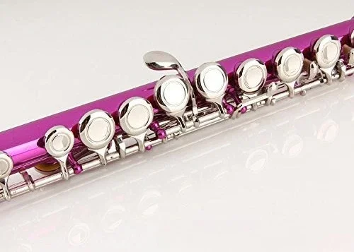 Color flute pink body nickel key 16 closed hole, plus E key C flute instrument, cloth bag leather box optional