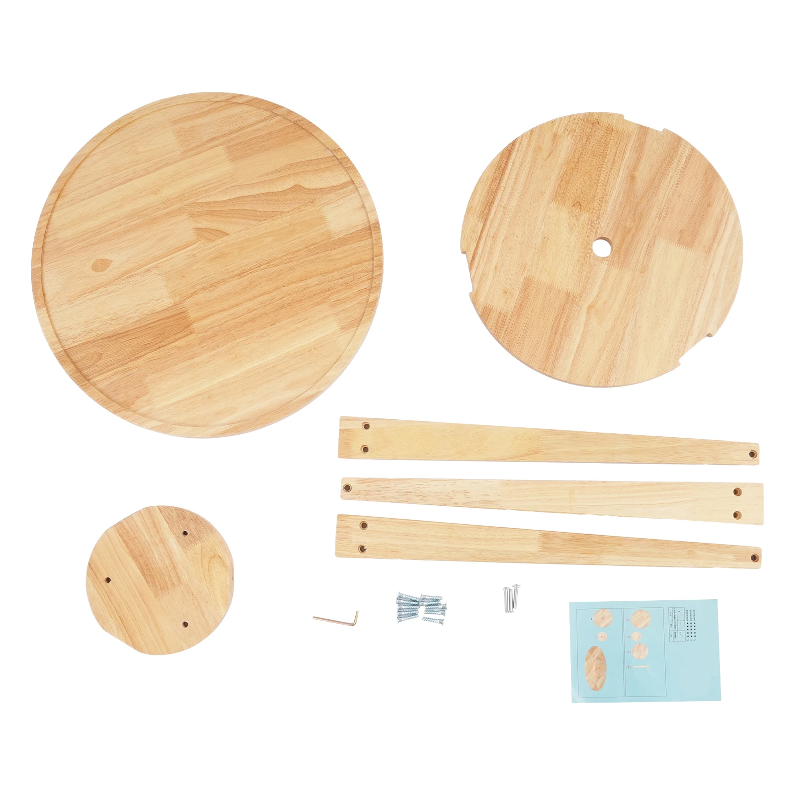 Muji Style Rubberwood Round Table Detail View