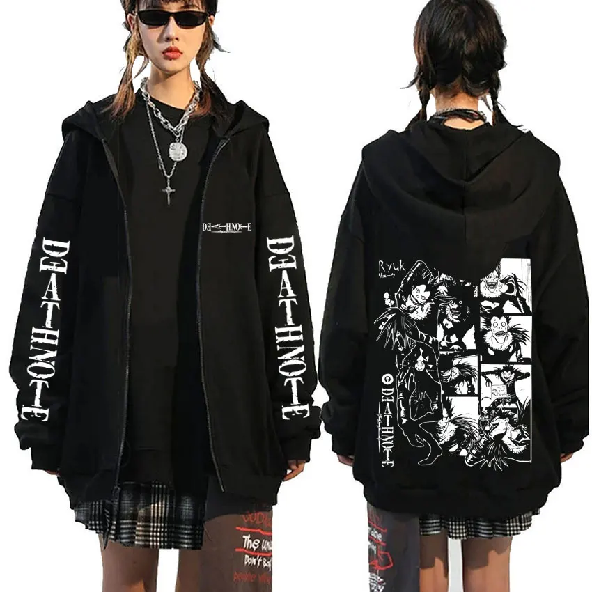 

Anime Death Note Ryuk Zipper Hoodie Men Women Clothing Fashion Cartoon Oversized Zip Up Hoodies Male Vintage Casual Jacket Coat