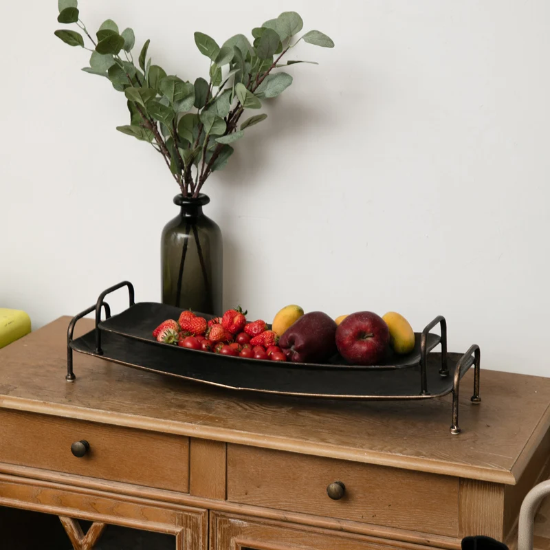 

Loft industrial style long strip fruit tray American retro fruit basket tray dessert tray tea tray simple