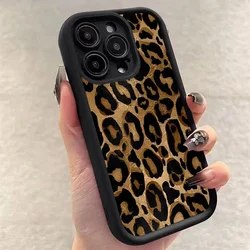Fashion Black Leopard Silicone Phone Case For iPhone 17 Air 14 15 16 Pro Max 11 12 13 7 8 Plus X XR XS MAX Soft Thickened Cover