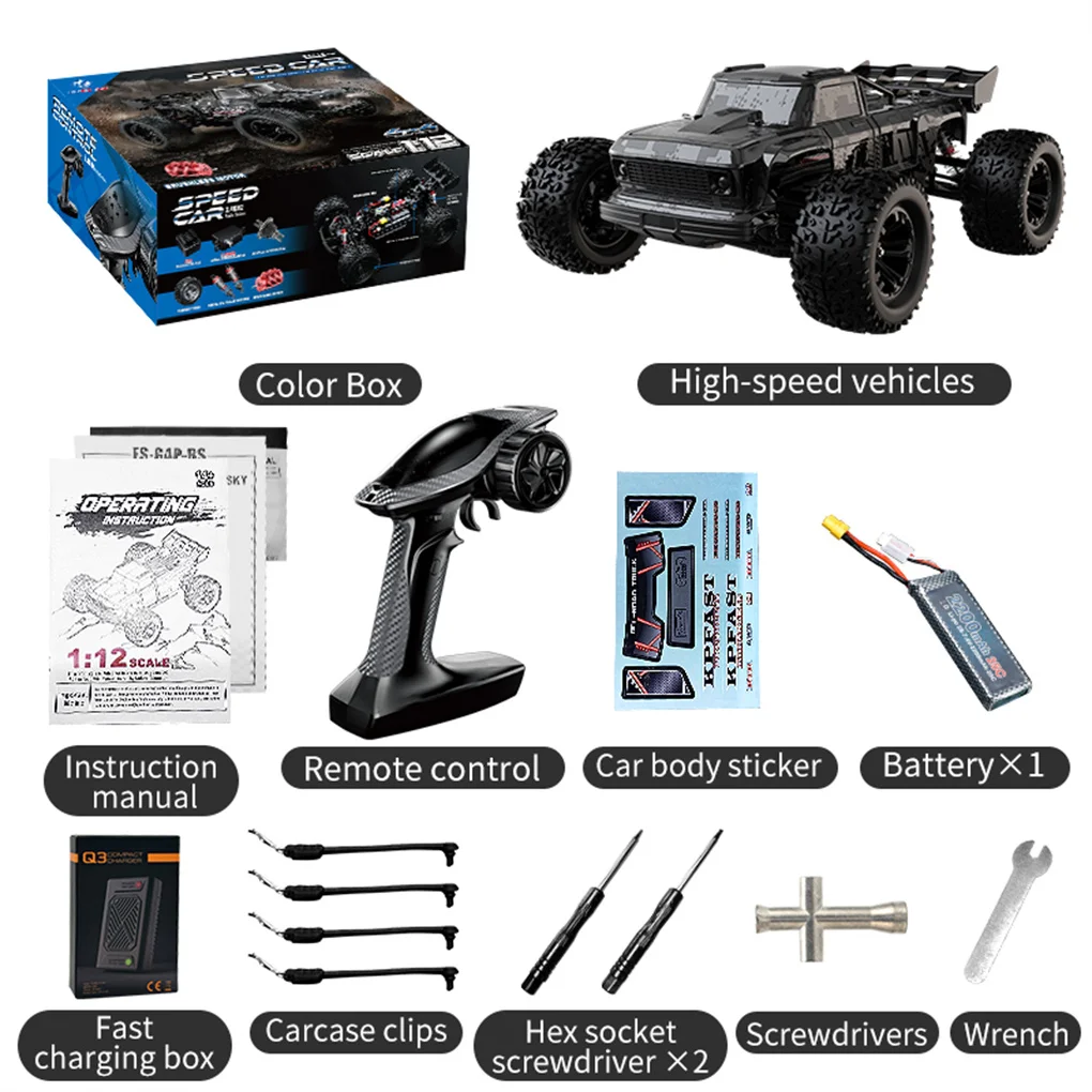 Coche teledirigido sin escobillas KF16, alta velocidad, 60 km/h, 4WD, todoterreno, Control remoto, KF16, Hollywin, 45A, ESC, coche de carreras profesional, 1/12