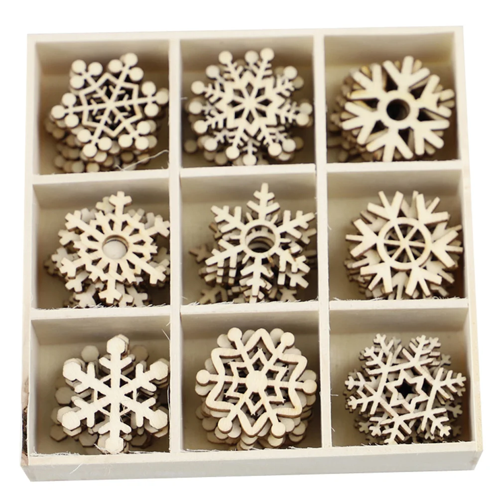 

72 pcs 1 Set Snowflake Decorative Wooden Pendants Diy Graffiti Crafts For Christmas Party Home Tree Hanging Decorations