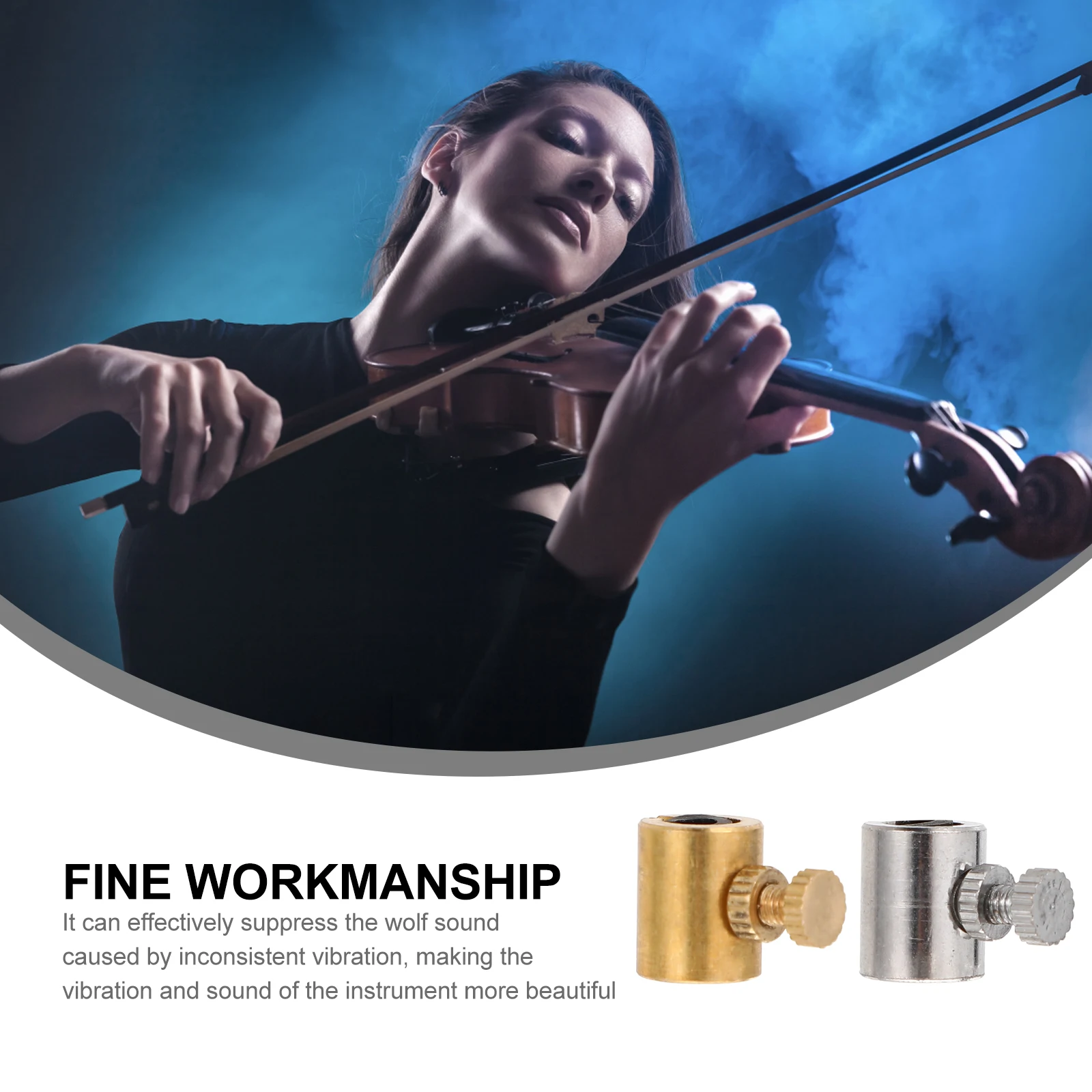 

2pcs Wolf Tone Musical Instrument Accessory Silver Tone Mute Copper Material Suppress Sound Vibration Cello Part