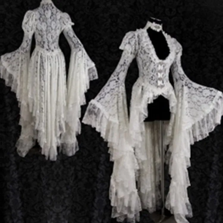 Halloween Retro Cosplay Costumes Vintage Coat Women Medieval Gothic Lace Bandage Fancy Maxi Dress Vestidos view 4