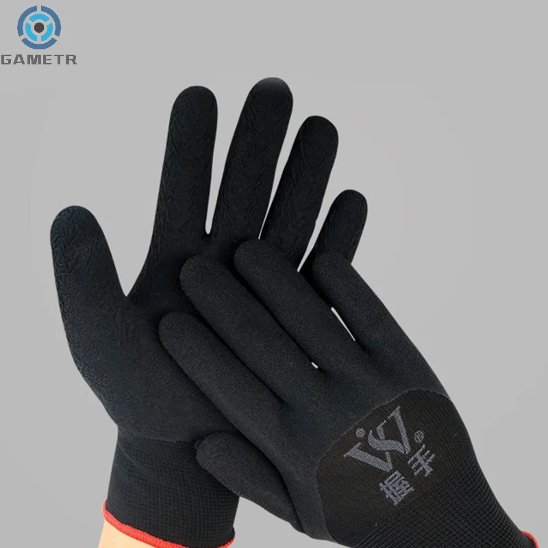 Guantes de nitrilo resistentes al desgaste, protectores de mano de obra, antideslizantes, cálidos, para jardinería y construcción, para invierno, 1 par