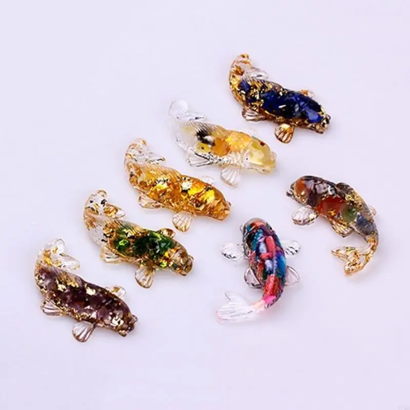 97QD Natural Crystal Fish Figurine para decoraciones automóviles en hogar Regalo estatua resina