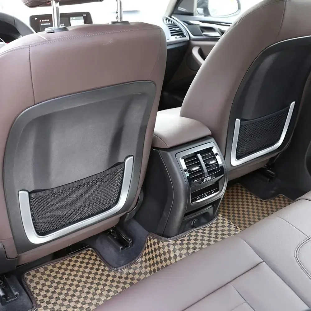 

ABS Car Seat Back Storage Net Bag Pocket Frame Sticker Trim Cover For BMW X3 G01 X4 G02 2018-2023 Car Styling Kit Accessories