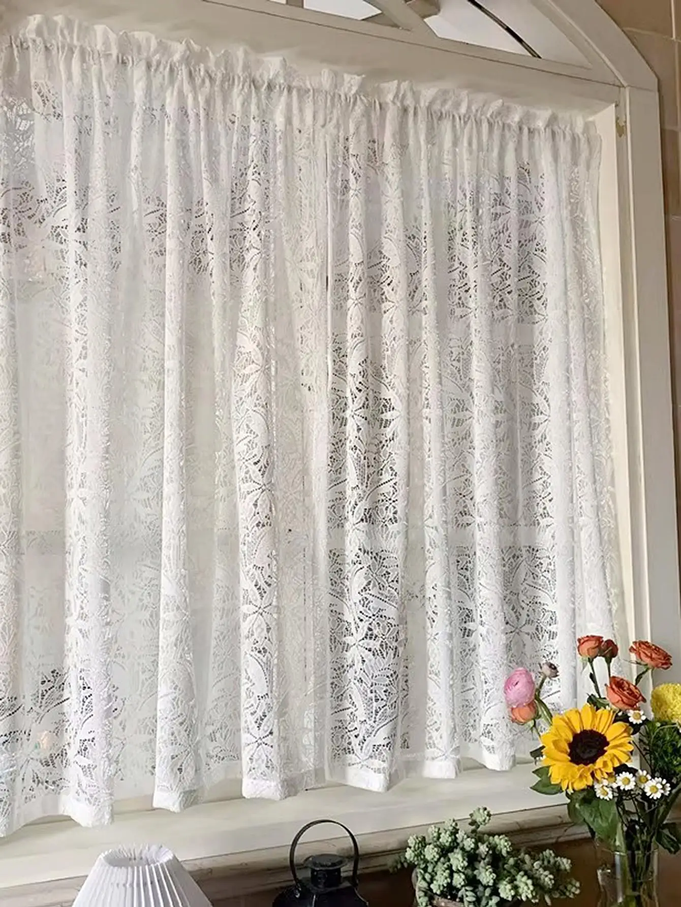 Moderner einfacher französischer Spitzenfenstervorhang 1 Stück