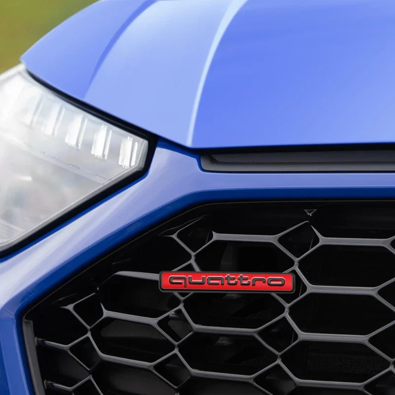 Metal Quattro Logo Car Styling Front Grill Badge Emblem Sticker Decals for Audi A4 B8 B6 B9 B7 A3 8P 8V 8L A6 C7 C6 C5 Q5 A5 Q7