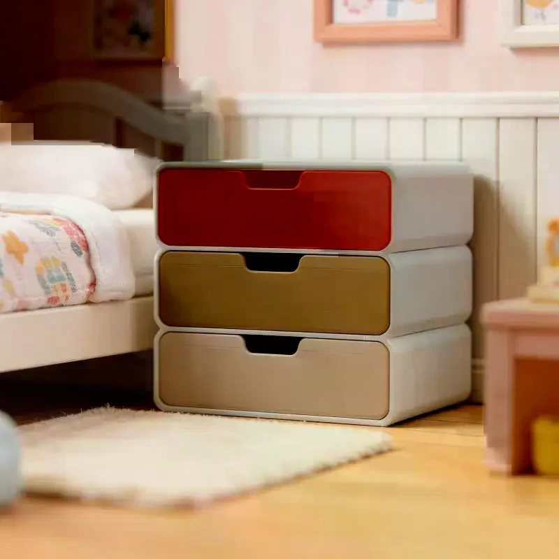 Mini Drawer Cabinet Ornament Dollhouse Miniature Bedside Table Model Decoration 1/12 Dollhouse Scene Furniture Accessories