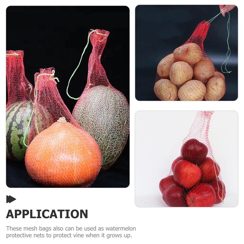 

50pcs Thickened Mesh Bag Sturdy Plastic Fruit Storage Reusable Watermelon Net Protective Vine Lightweight Drawstring Pouch