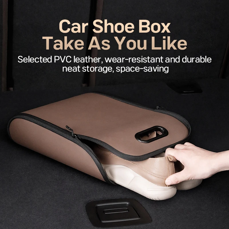 

Car Shoe Box Universal Leather Durable Shoe Storage Special Trunk Storage Bag for Car Shoes Car Storage and Organization