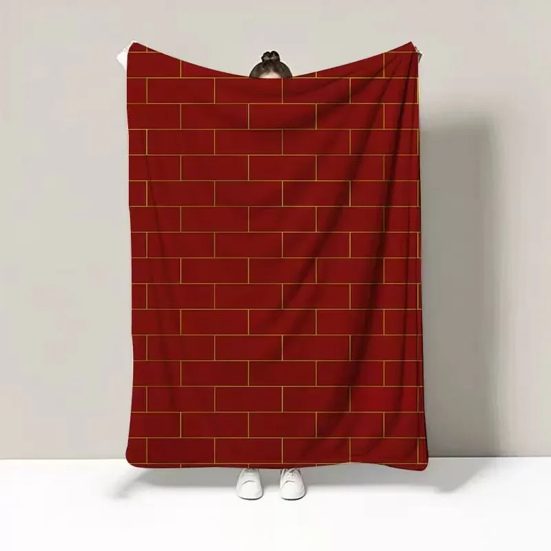Brick Wall Blanket Red Brown Block Pattern Industrial Texture Creative Background Fleece Throw Sofa Bedding Flannel Quilt Gift
