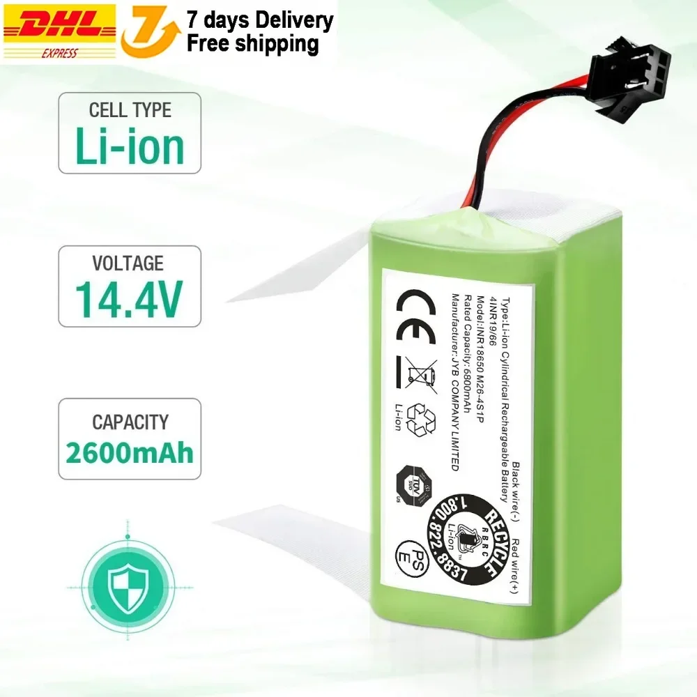 Original 14.4V 2600mAh Replacement Battery for Conga Excellent 990 1090 1790 1990 Deebot N79S N79 DN622 Robovac 11 Tesvor X500