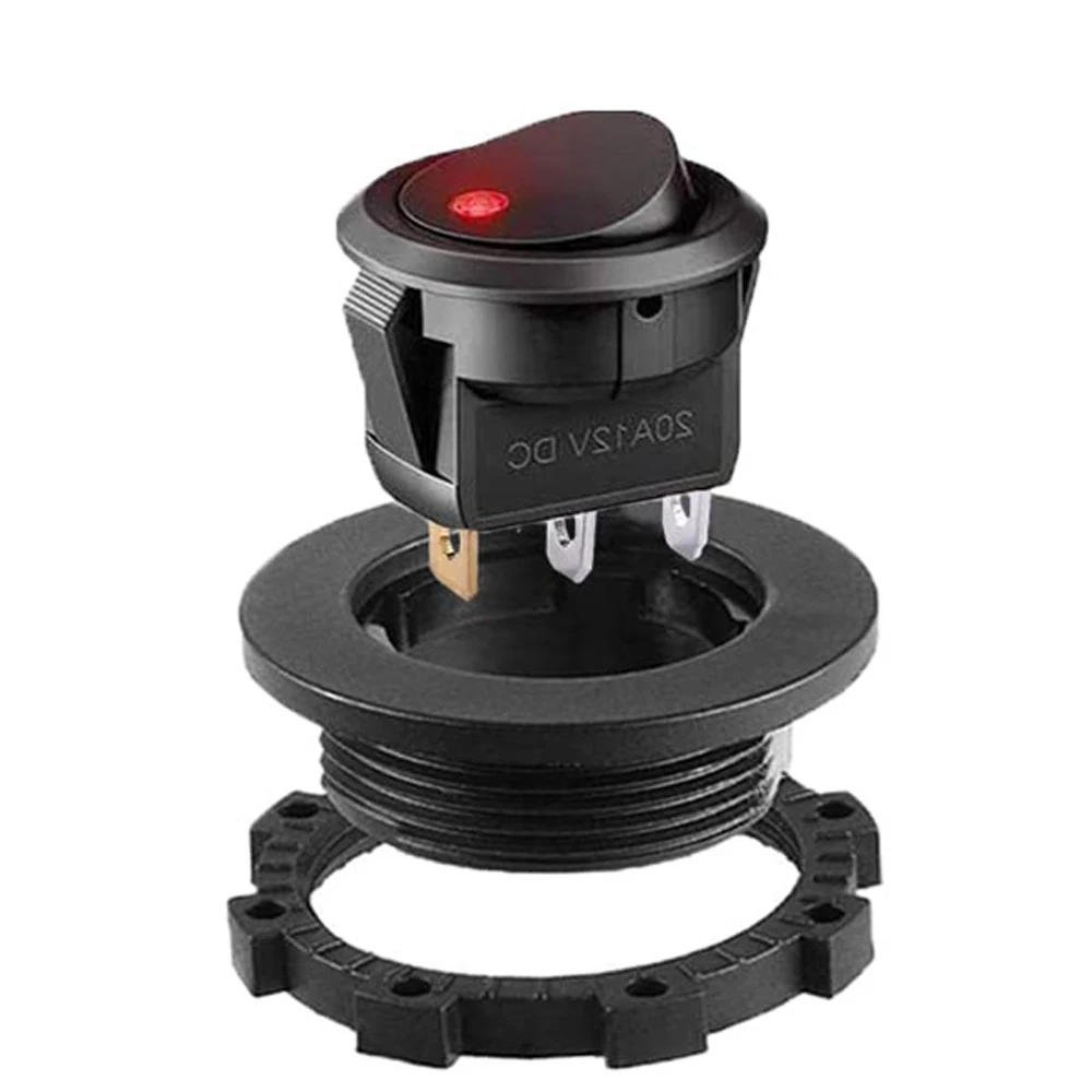 ABILKEEN ON-OFF Rocker Toggle Switch Dot LED Light Illuminate DC12-24V 20A with Base Holder and Wire Cable for Car Bota Marine