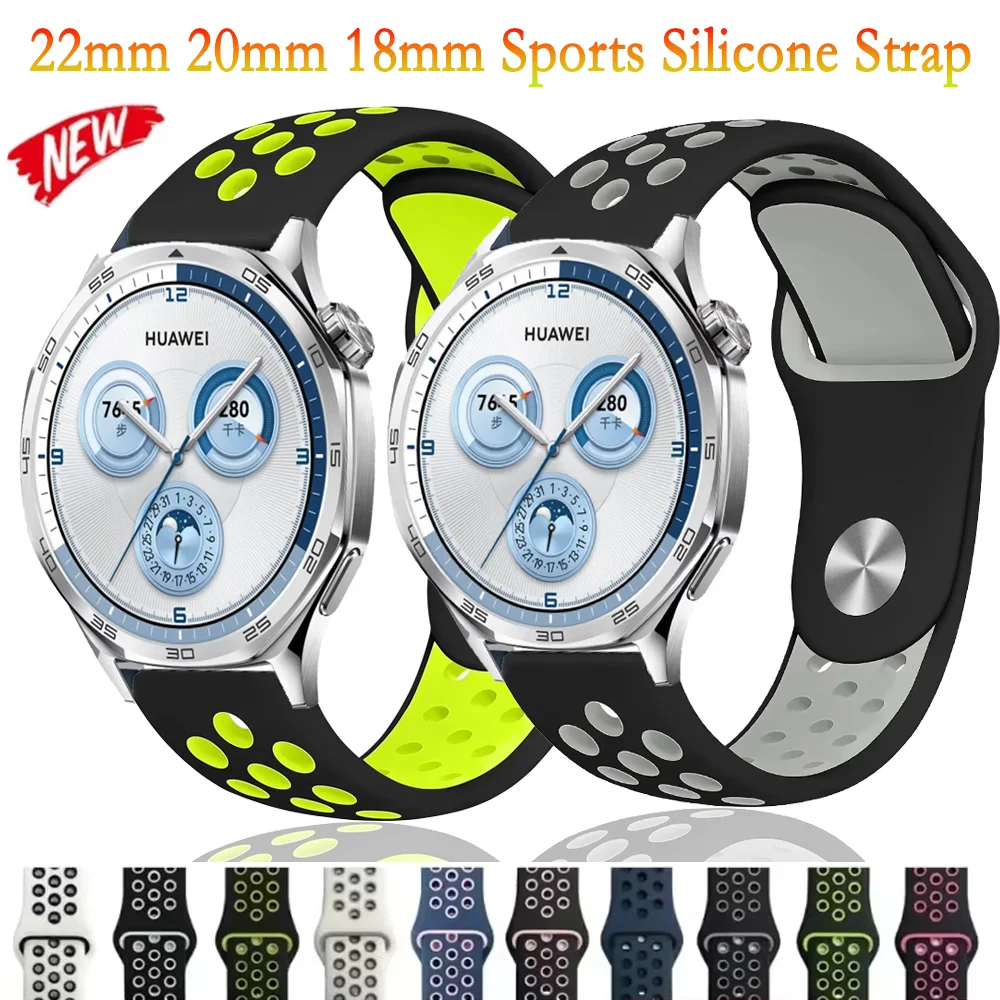 22 mm 20 mm 18 mm zweifarbiges Silikonarmband für Huawei Watch 5 GT5 GT4-3 46 mm Armband Huawei Watch 5 GT5 Pro 42 mm GT4-5 41 mm Correa