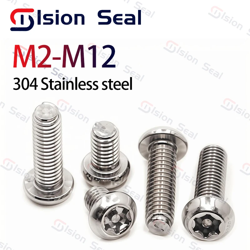 M3 M4 M5 M6 M8 M10 M12 304 Stainless Steel Six Lobe Torx Button Round Head With Pin Tamper Proof Anti Theft Security Bolt Screw