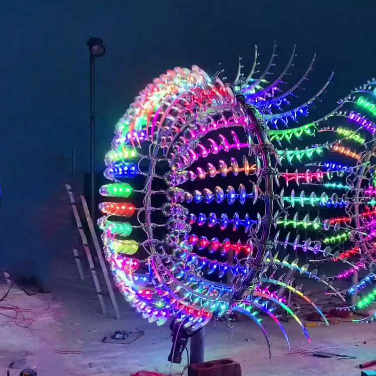 

ff-Abstractive Large Modern Stainless Steel Metal Kinetic Wind Sculpture for Mall Park square Beach！