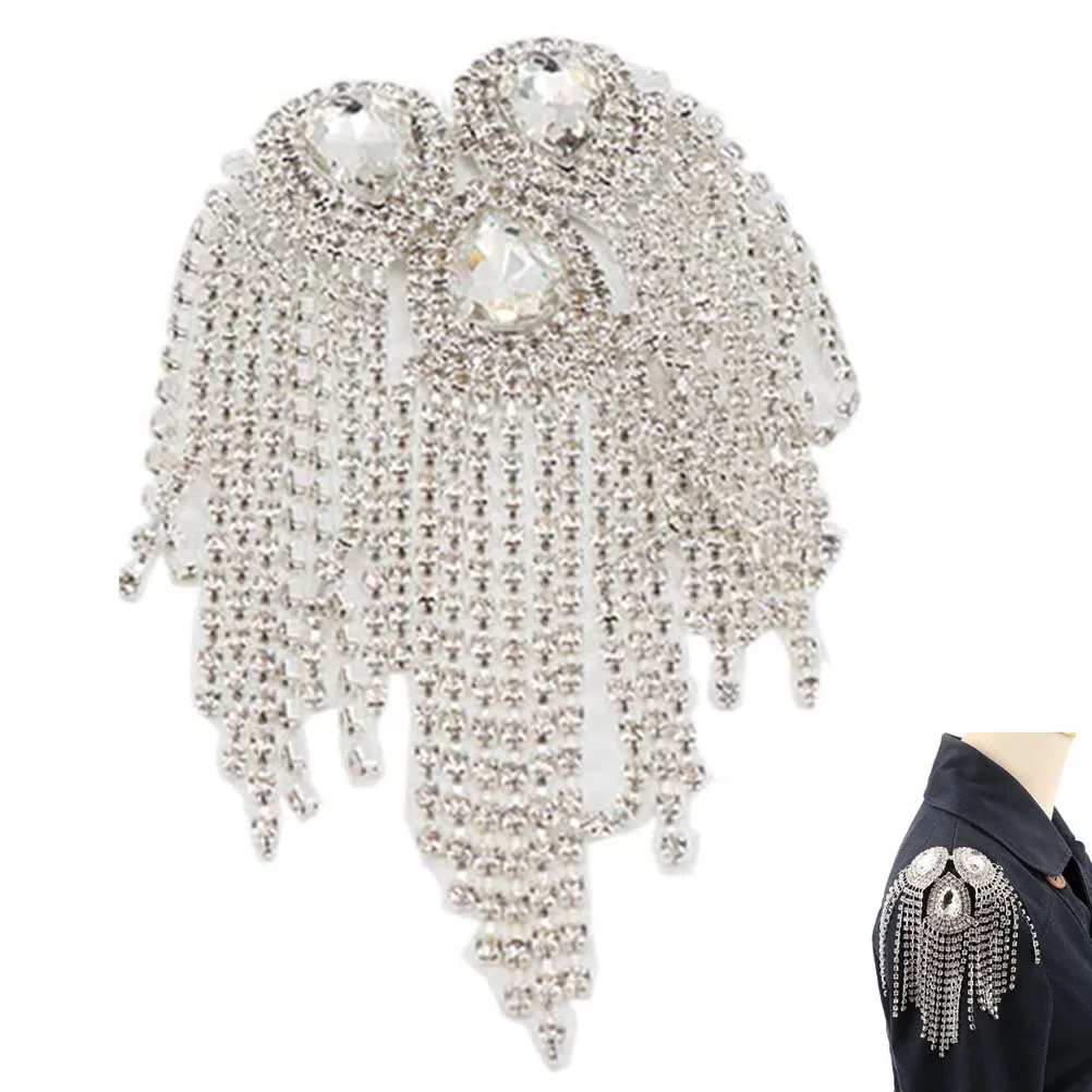Premium Crystal Epaulettes for Women Fashion Shoulder Jewelry Rhinestones Tassel Applique Dazzling Outfit Accent Standout Look