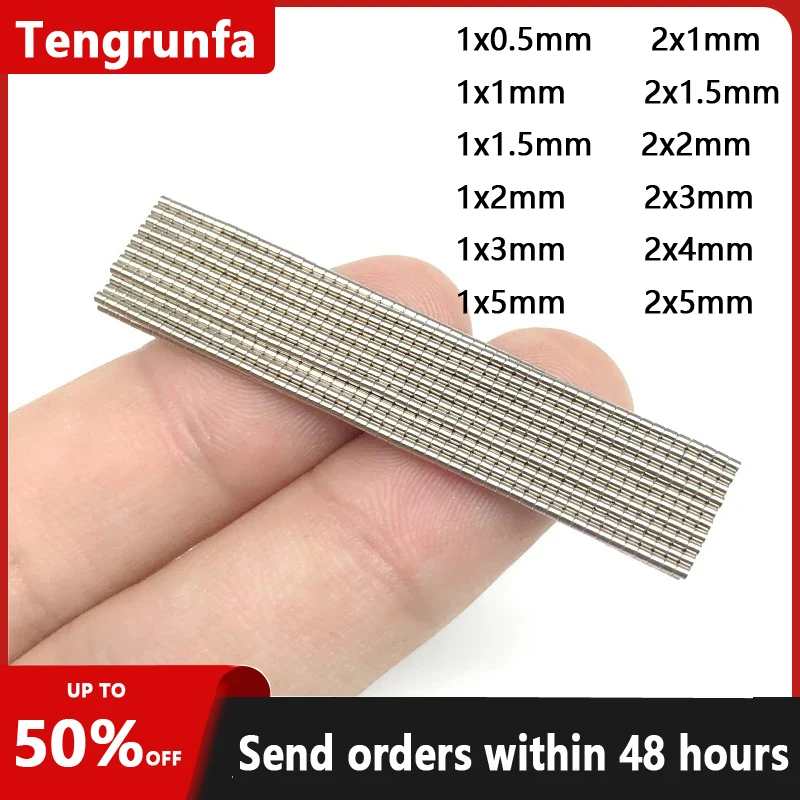 Ímã redondo forte super do neodímio, ímãs permanentes de NdFeB, 1x0.5,1x1,1x1,2x1.5, 1,2x2,2x2,2x3,2x4,2x5mm, ímãs poderosos, de NdFeB
