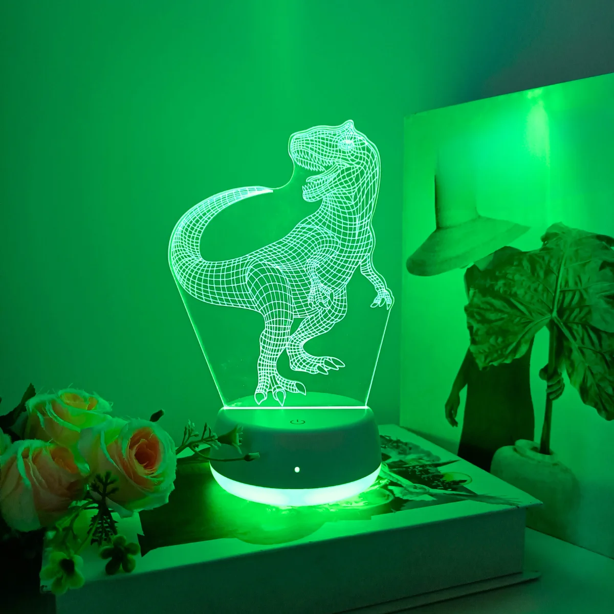 1pc Mighty Dinosaur 3D Night Light, Dinosaur Shaped Night Light, USB Powered, Suitable for Multiple Scenarios, Uniform Lighting.