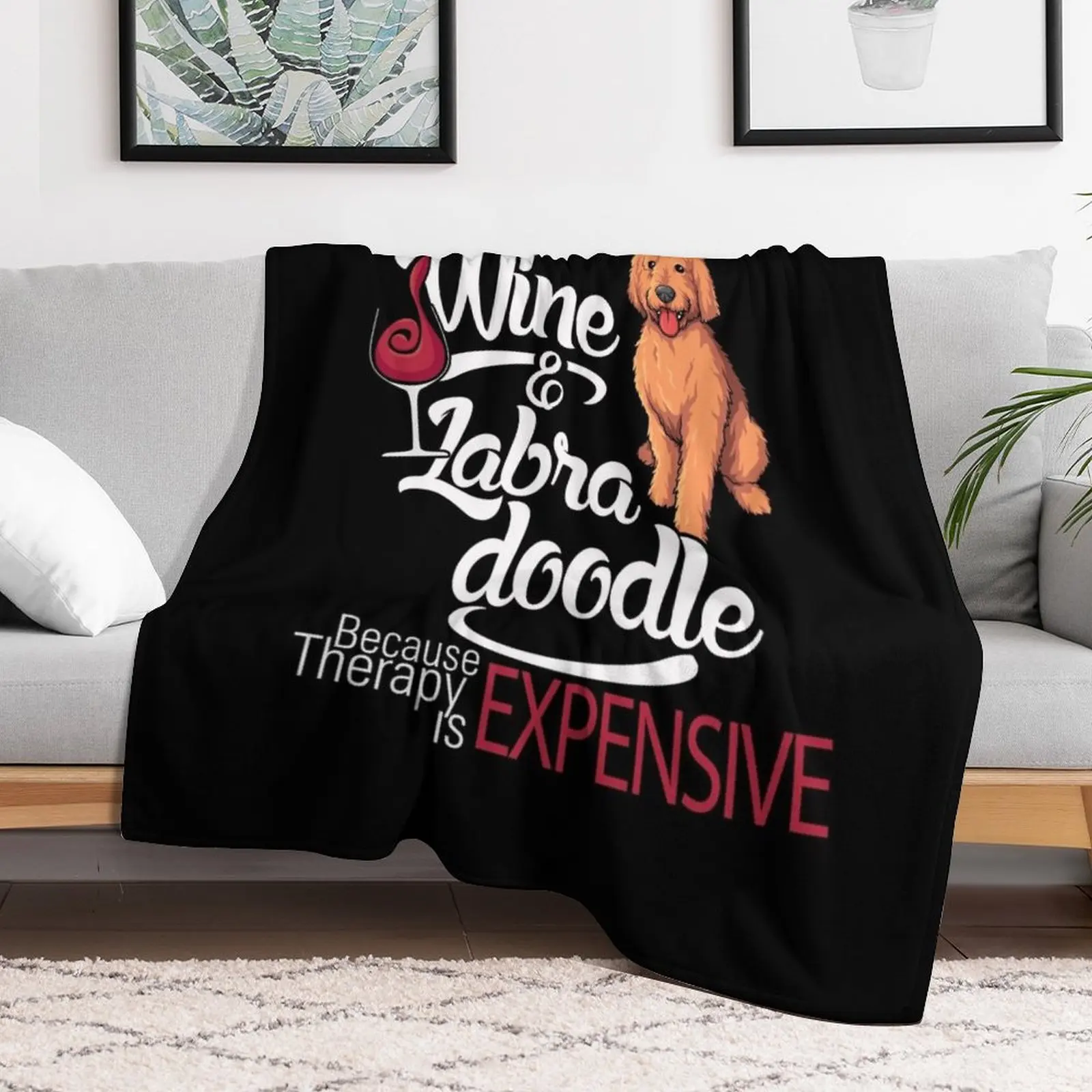 Wine and Labradoodle Funny gift Throw Blanket Nap For Sofa Thin Luxury St Blankets