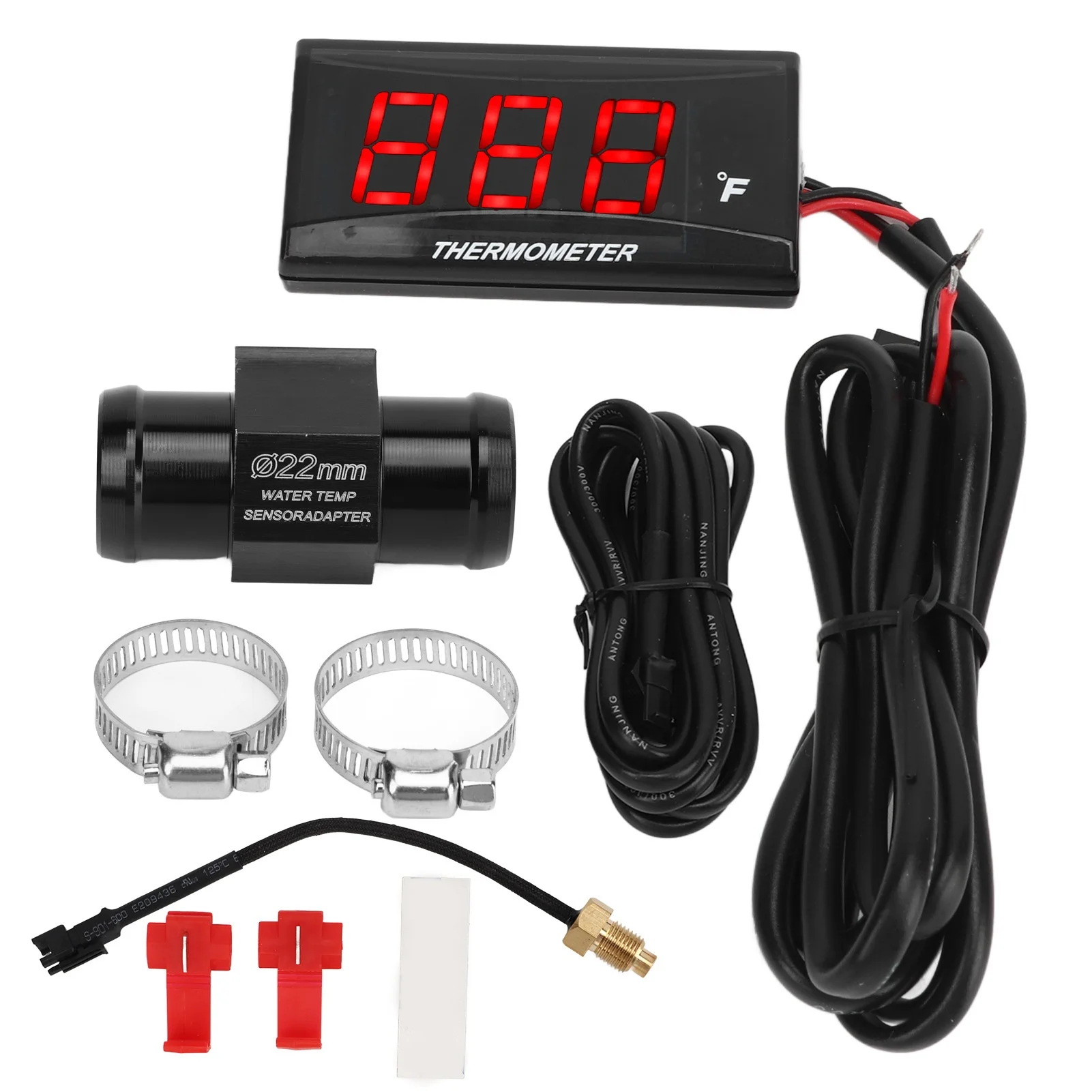 

Motorcycle Water Temperature Gauge Ultra Thin LCD Display ABS Housing Water Temp Meter for Modification DC12V