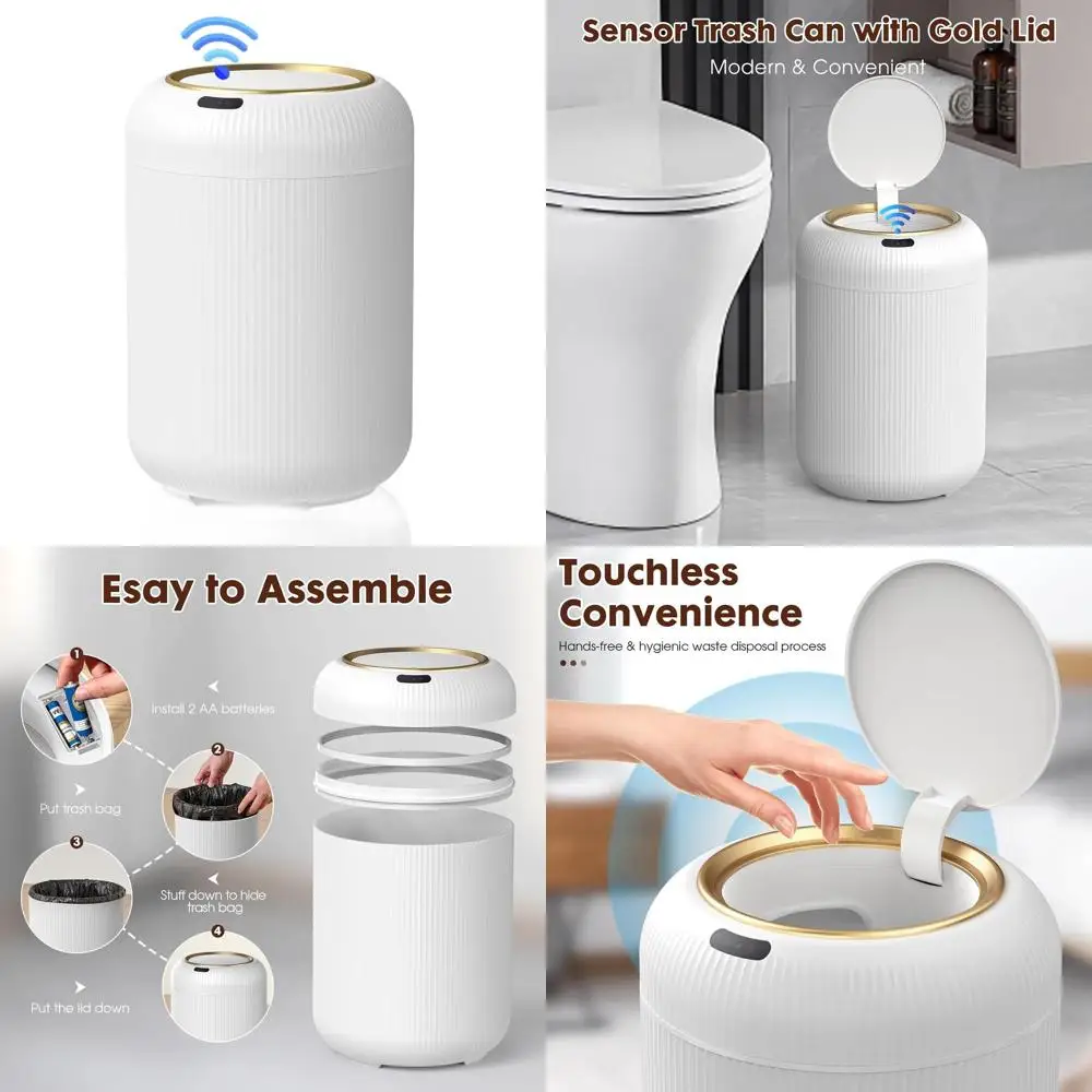 

3 Gallon Touchless Trash Bin, Small White Motion Sensor Wastebasket for Bathroom, Office, and Home