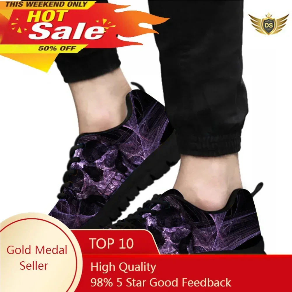 

Classic Gothic Skull Sneaker For Men Casual Outdoor Vulcanized Shoes Lace-up Breathable Sport Running Shoe