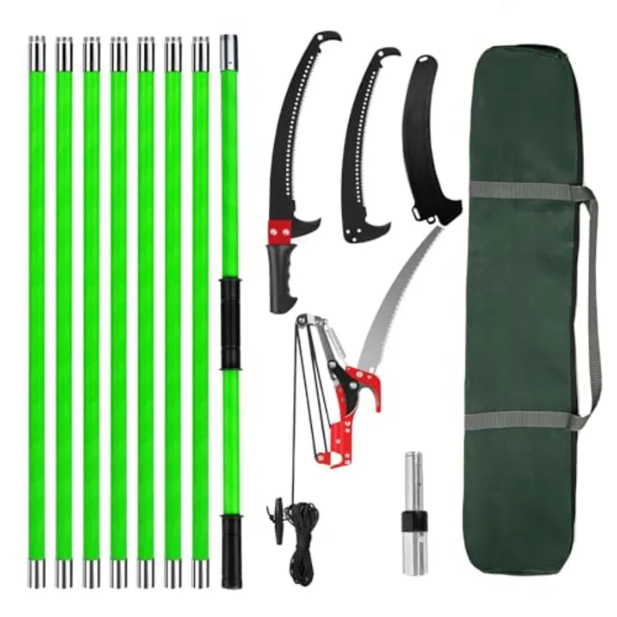 

Pole Saws for Tree Trimming - 7.3-27 ft Manual Tree Trimmer with Sharp Steel Blade and Scissors, Long Reach High Branch Cutter