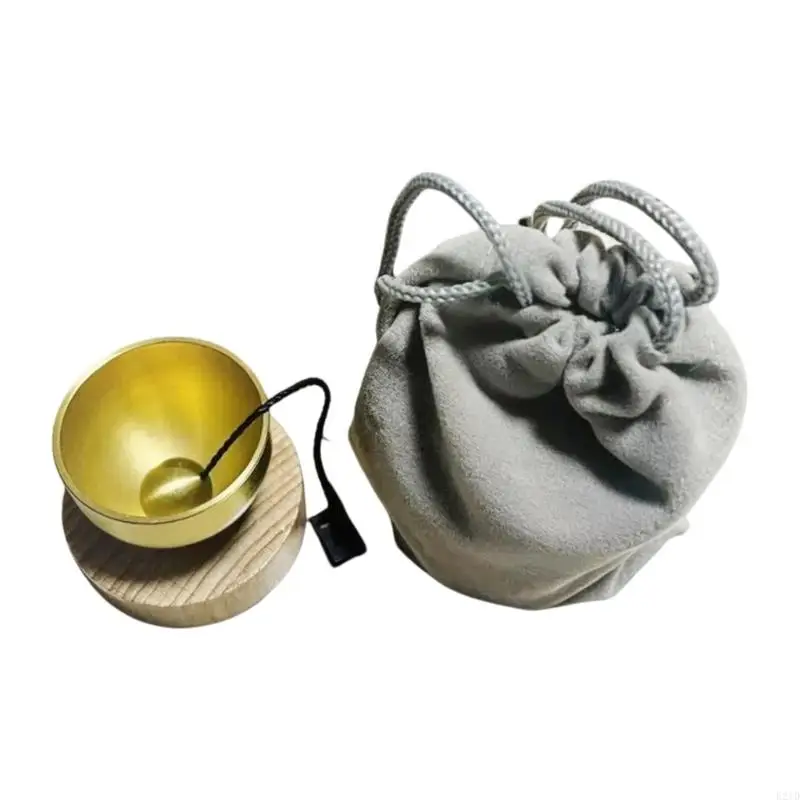 Bol sonore méditation, outil relaxation, petit bol chantant en métal avec base boisée pour soulager le stress les