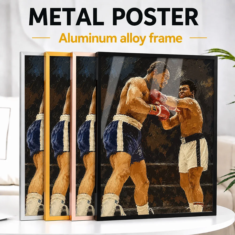 Boxing Match Framed Metal Print Customized Photo Motivational Training Style Wall Art For Living Room Thoughtful Fighter Gift